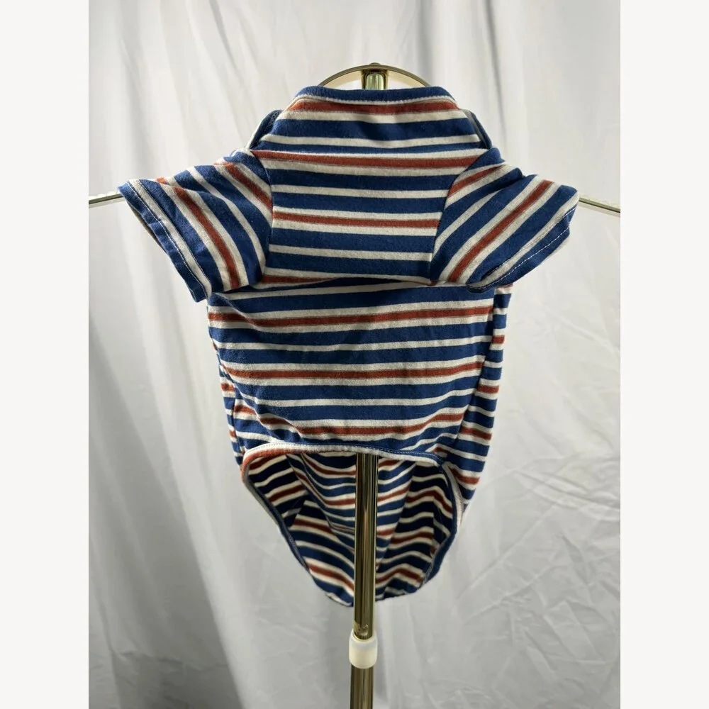 Knuffelen Blue Rust White Striped Dog Hoodie Size XL 100% Cotton Hooded Pet Top